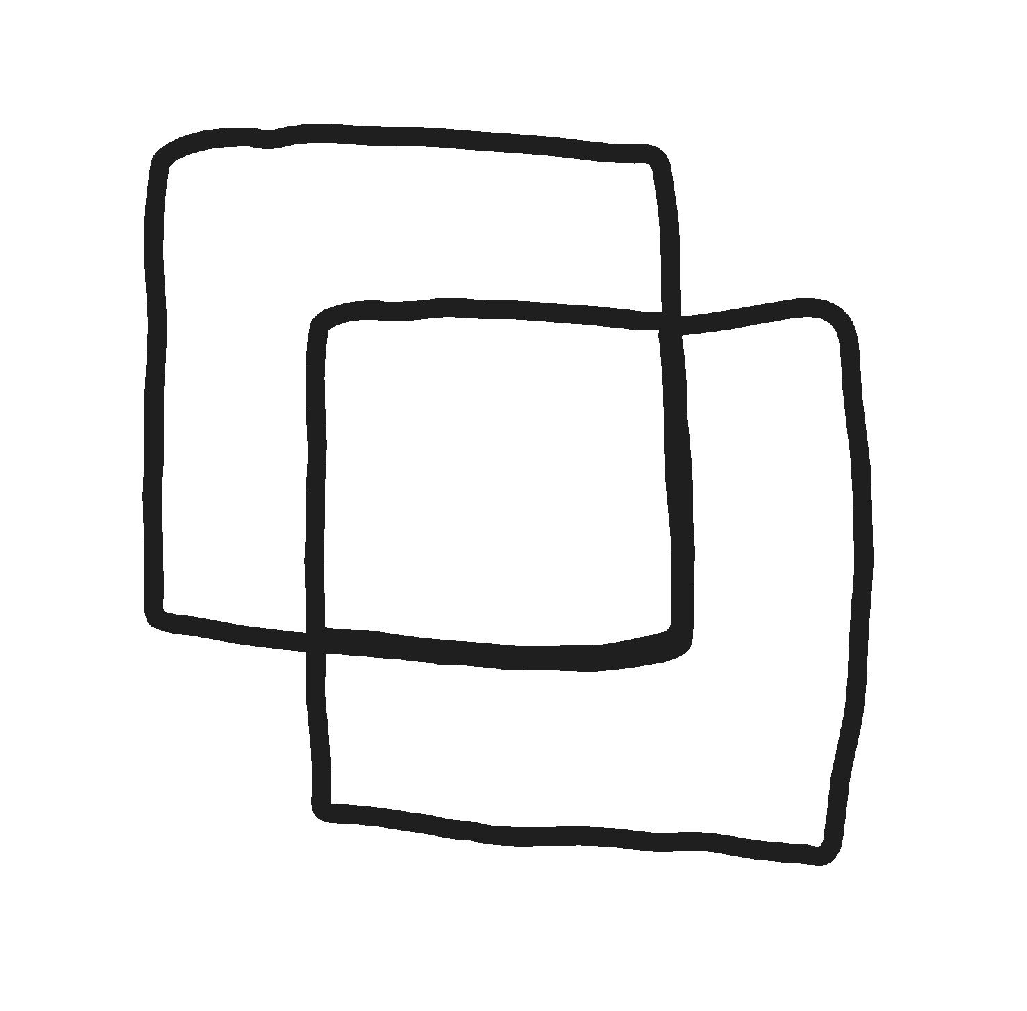 Logo von Projektwechsel bestehend aus zwei übereinandergelegten Quadraten als Zeichnung