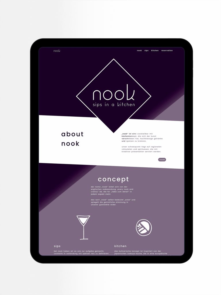 Darstellung der Website Nook als Tablet-Variante
