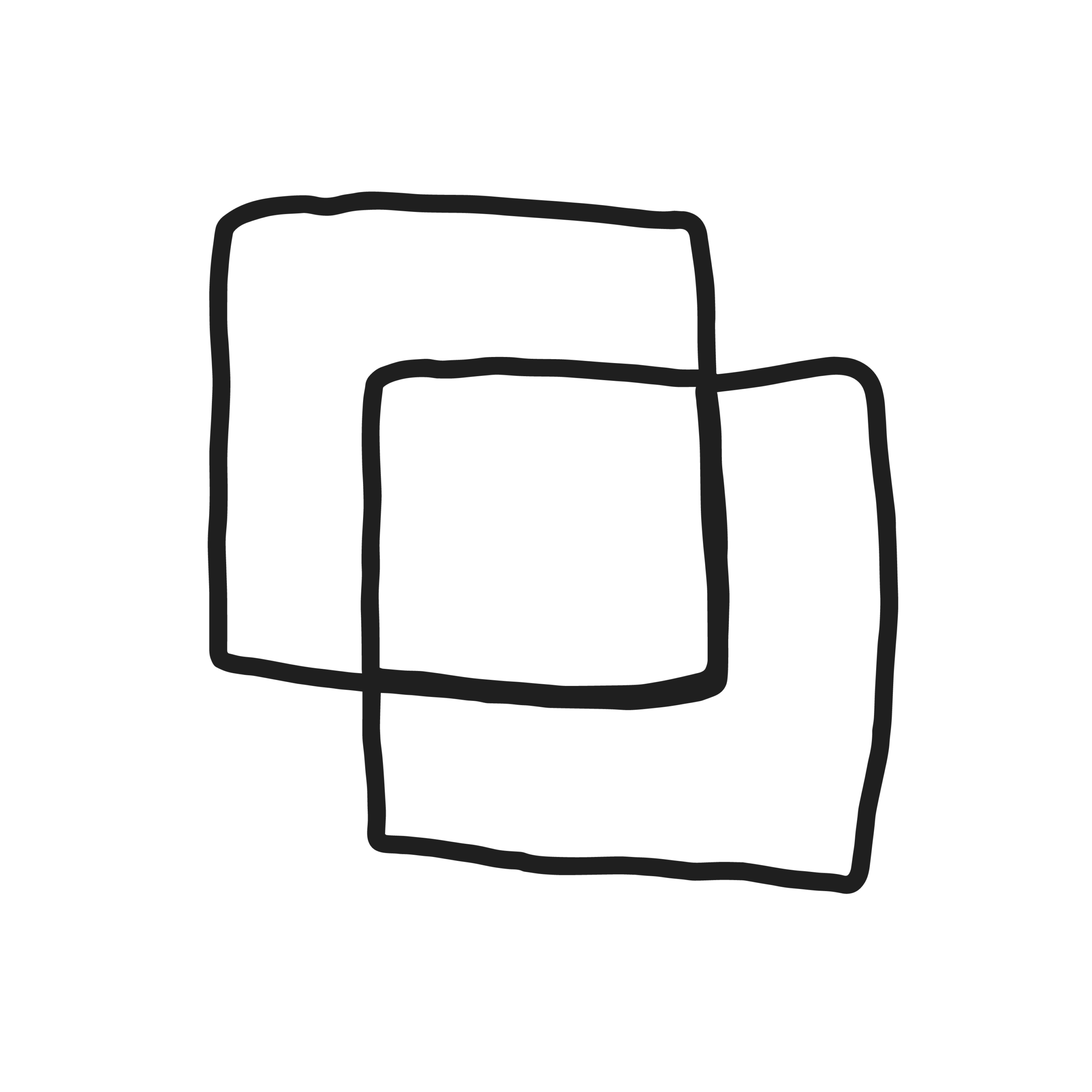 Zwei gezeichnete Quadrate, die übereinander liegen